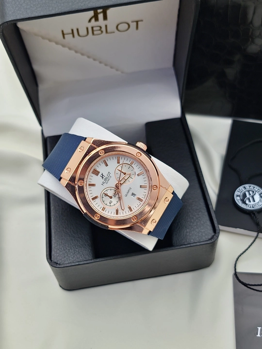 Erkaklar qo‘l soati Hublot Quartz – Mineral shisha, silikon remeshok, sana ko‘rsatkichi