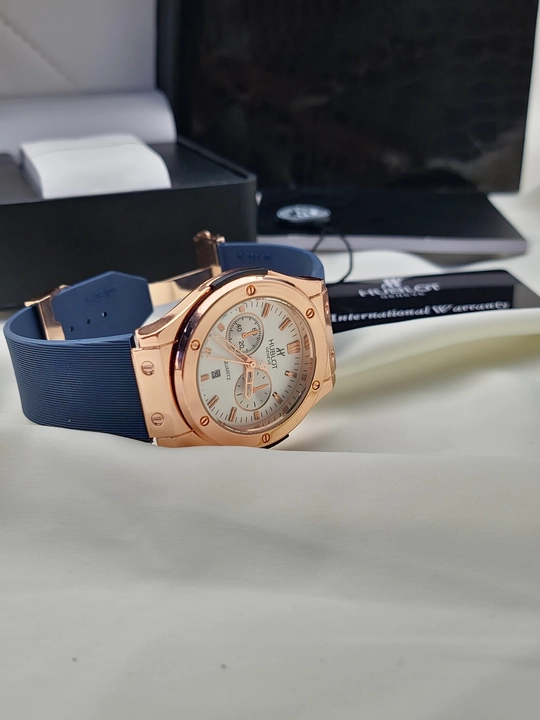 Erkaklar qo‘l soati Hublot Quartz – Mineral shisha, silikon remeshok, sana ko‘rsatkichi