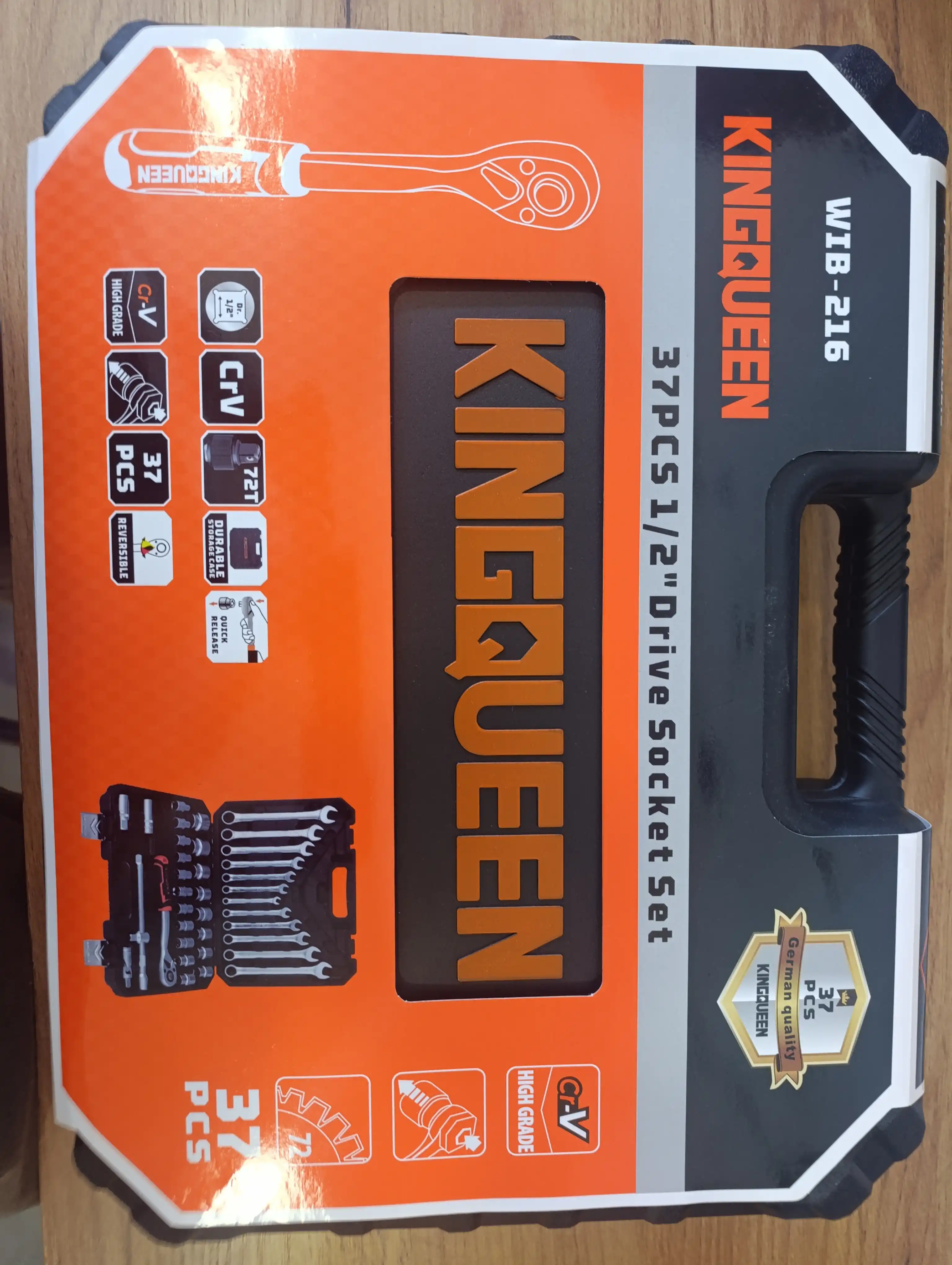 Набор инструментов KINGQUEEN WIB-216, 37 предметов, 1/2", трещотка 72 зуба