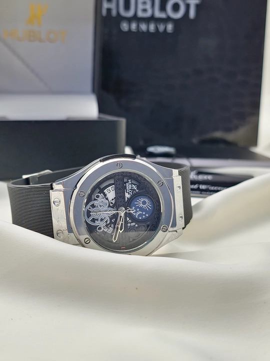 Erkaklar qo‘l soati Hublot Quartz – Mineral shisha, silikon remeshok, sana ko‘rsatkichi