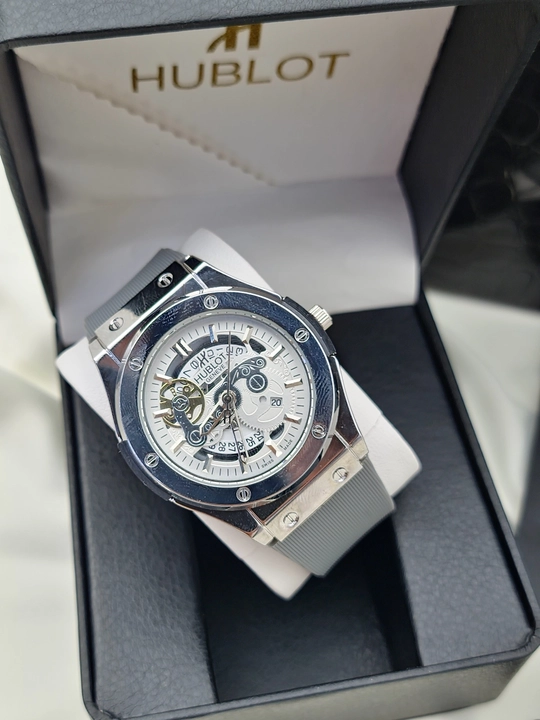 Erkaklar qo‘l soati Hublot Quartz – Mineral shisha, silikon remeshok, sana ko‘rsatkichi