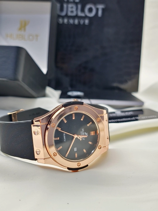 Erkaklar qo‘l soati Hublot Quartz – Mineral shisha, silikon remeshok, sana ko‘rsatkichi