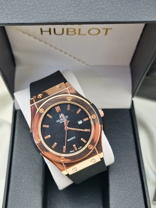 Erkaklar qo‘l soati Hublot Quartz – Mineral shisha, silikon remeshok, sana ko‘rsatkichi