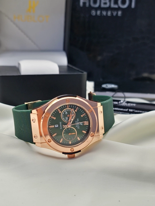 Erkaklar qo‘l soati Hublot Quartz – Mineral shisha, silikon remeshok, sana ko‘rsatkichi