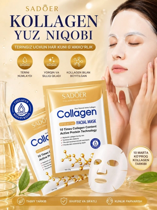 Matoli yuz niqobi SADOER Collagen, qarishga qarshi, 25g 2 dona toplam - 