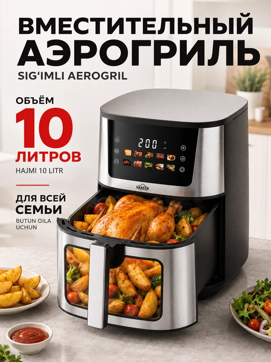 UAKEEN elektr aerogrili (10l, 12l, 14l modellar qatori)