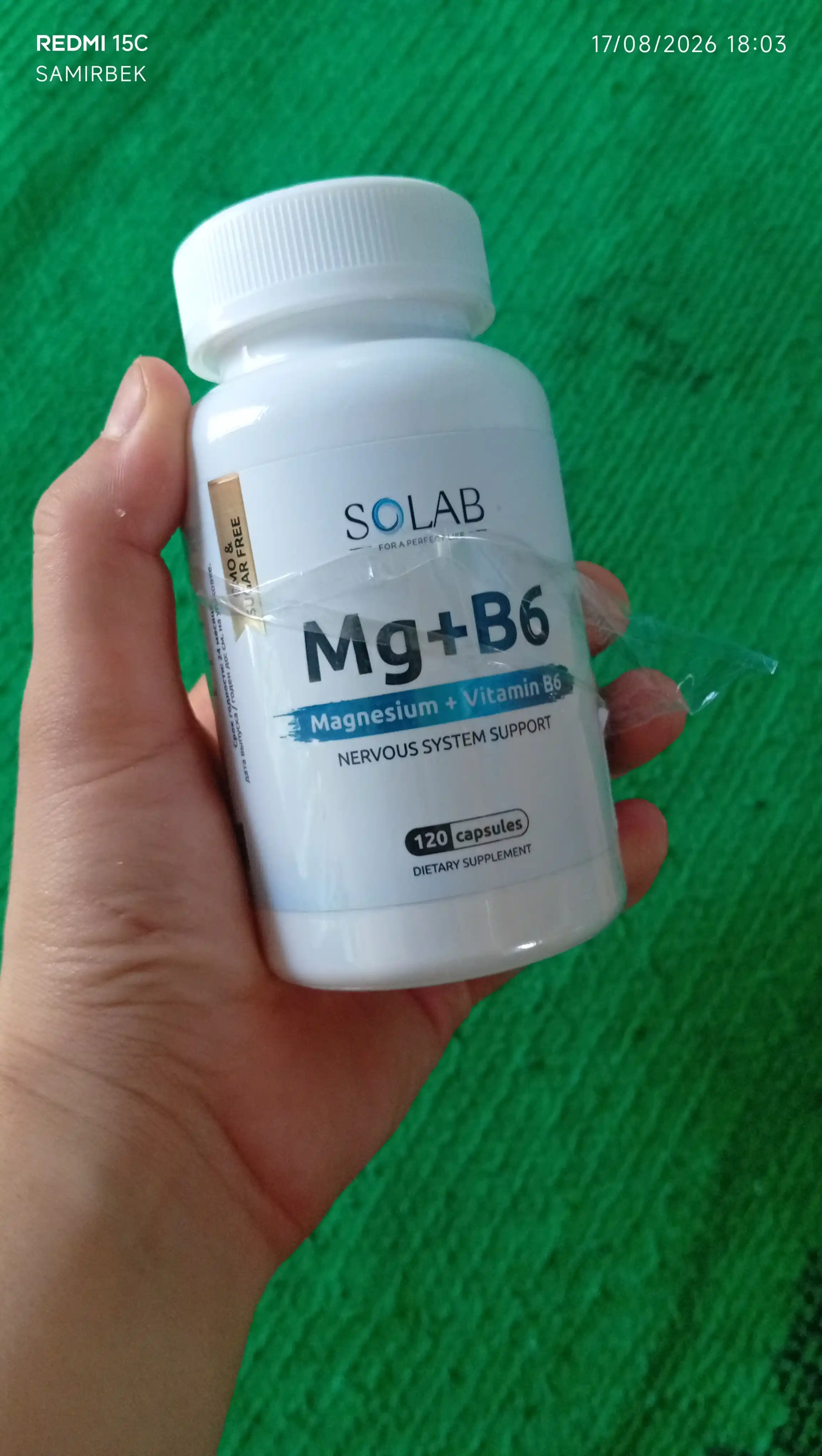 Magniy + B6 vitamini, SOLAB, 120 kapsula