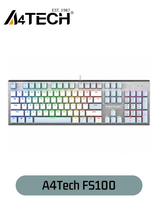 Механическая клавиатура A4Tech Fstyler FS100, Hot-Swap, 1000 Гц, 1 мс, Neon-подсветка, USB - 