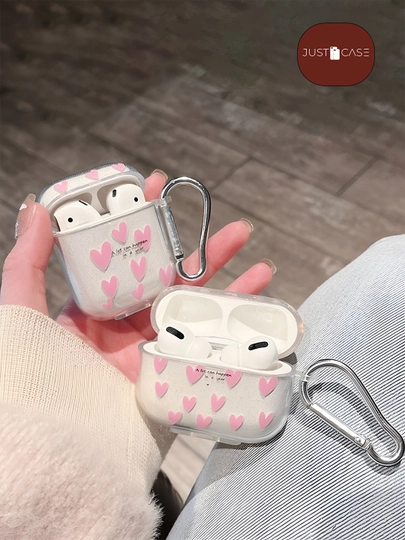 Чехол для беспроводных наушников AirPods 1, 2 / Pro, 3, 4, с сердечками - 