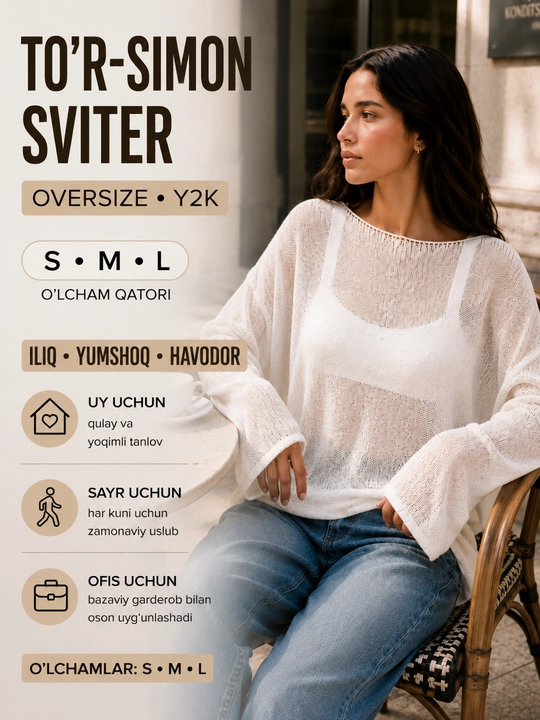 Лонгслив женский, кофта в сетку, свитер женский, oversize  для осенне - зимнего сезона