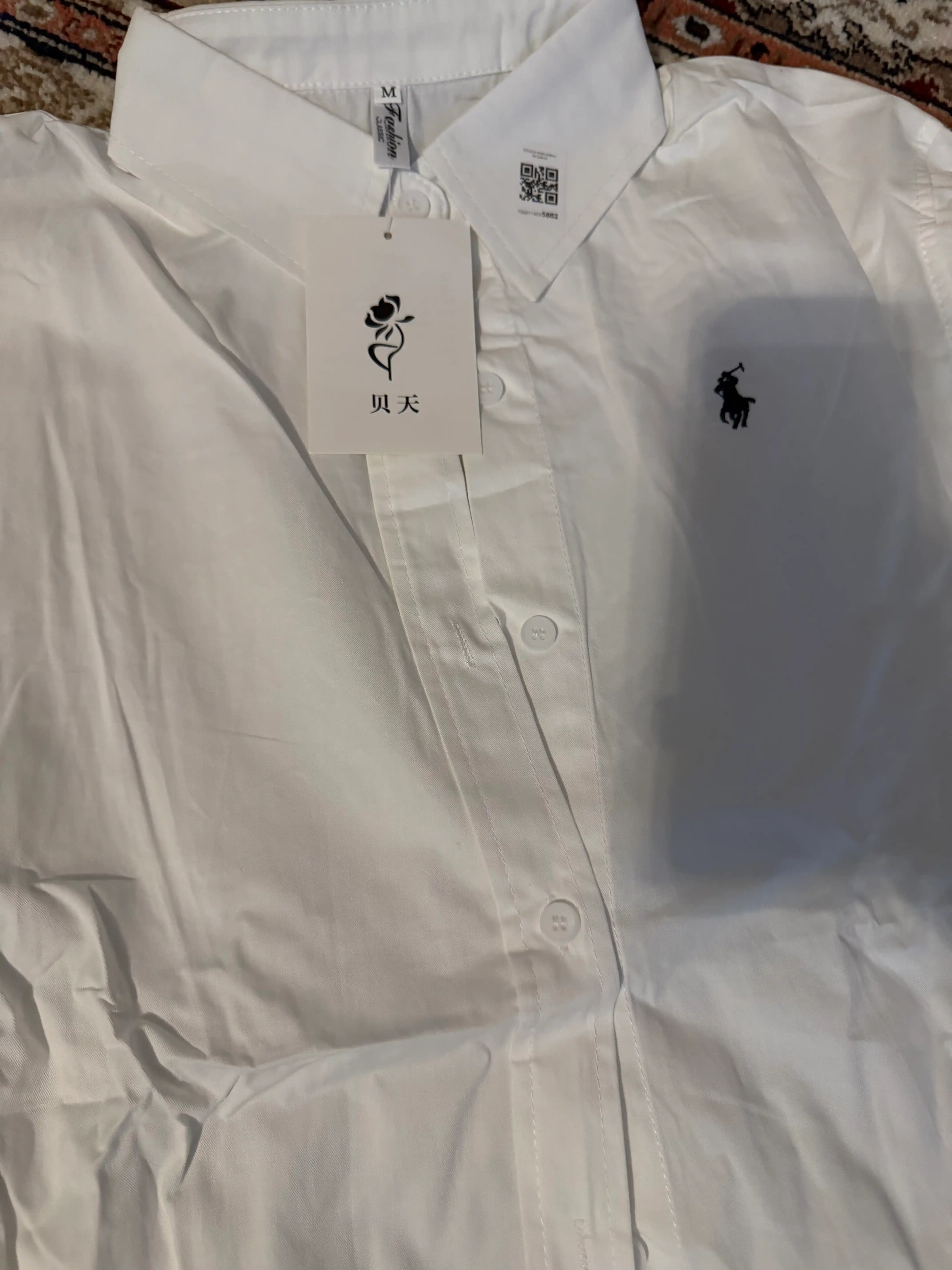 Ayollar rubashkasi, polo, 100% paxta, yoqali, kalta yengli, kundalik, nafas oluvchi
