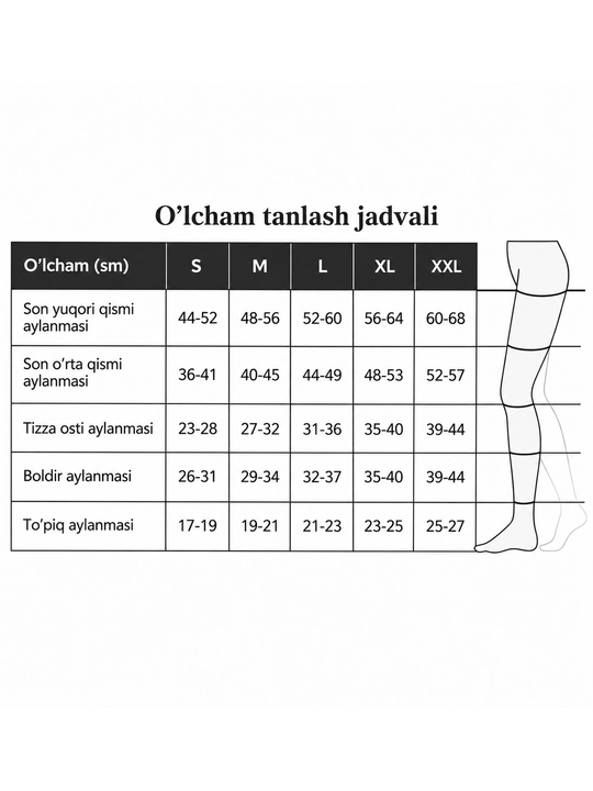 Chulki kompression varikozga qarshi paypoqlar, kolgotka bosimi 2 darajali ochiq oyuqli