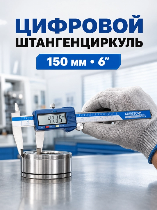 Цифровой штангенциркуль ADEGSO – 150 мм / 6" – Точный электронный измерительный инструмент - 