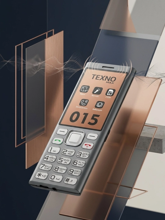TEXNO MAX tugmali mobil telefon, 2 SIM, 2.4 dyuym ekran, fonar va vibratsiya - 