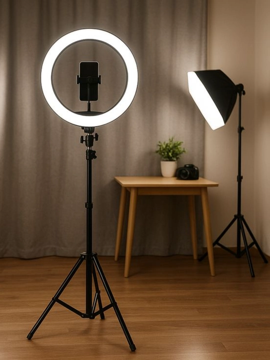 RGB halqali LED lampa, balandligi sozlanadigan shtativ va telefon tutqichi bilan - 