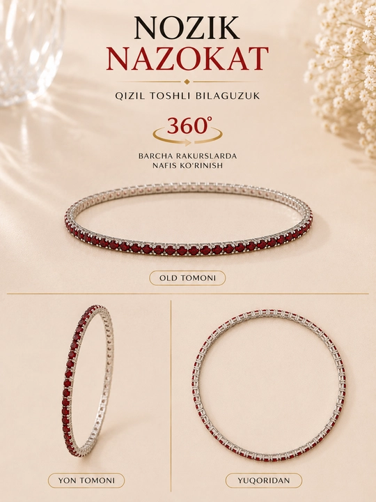 Fianit bilan bezatilgan Silver Elegance ayollar bilaguzugi