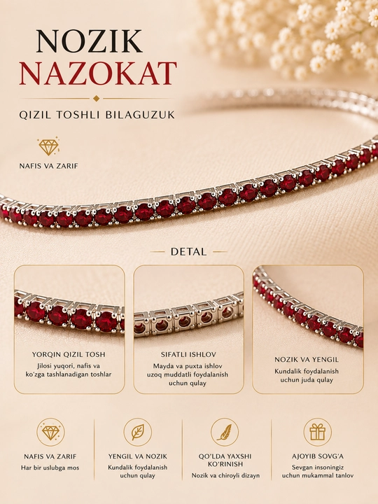 Fianit bilan bezatilgan Silver Elegance ayollar bilaguzugi