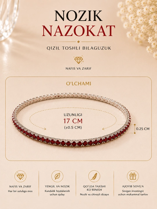 Fianit bilan bezatilgan Silver Elegance ayollar bilaguzugi
