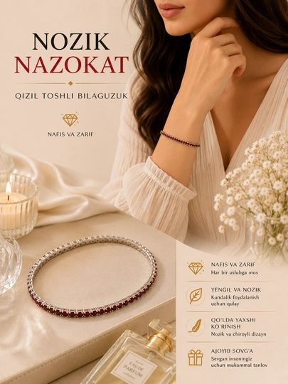 Fianit bilan bezatilgan Silver Elegance ayollar bilaguzugi