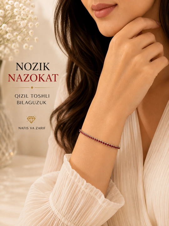 Fianit bilan bezatilgan Silver Elegance ayollar bilaguzugi