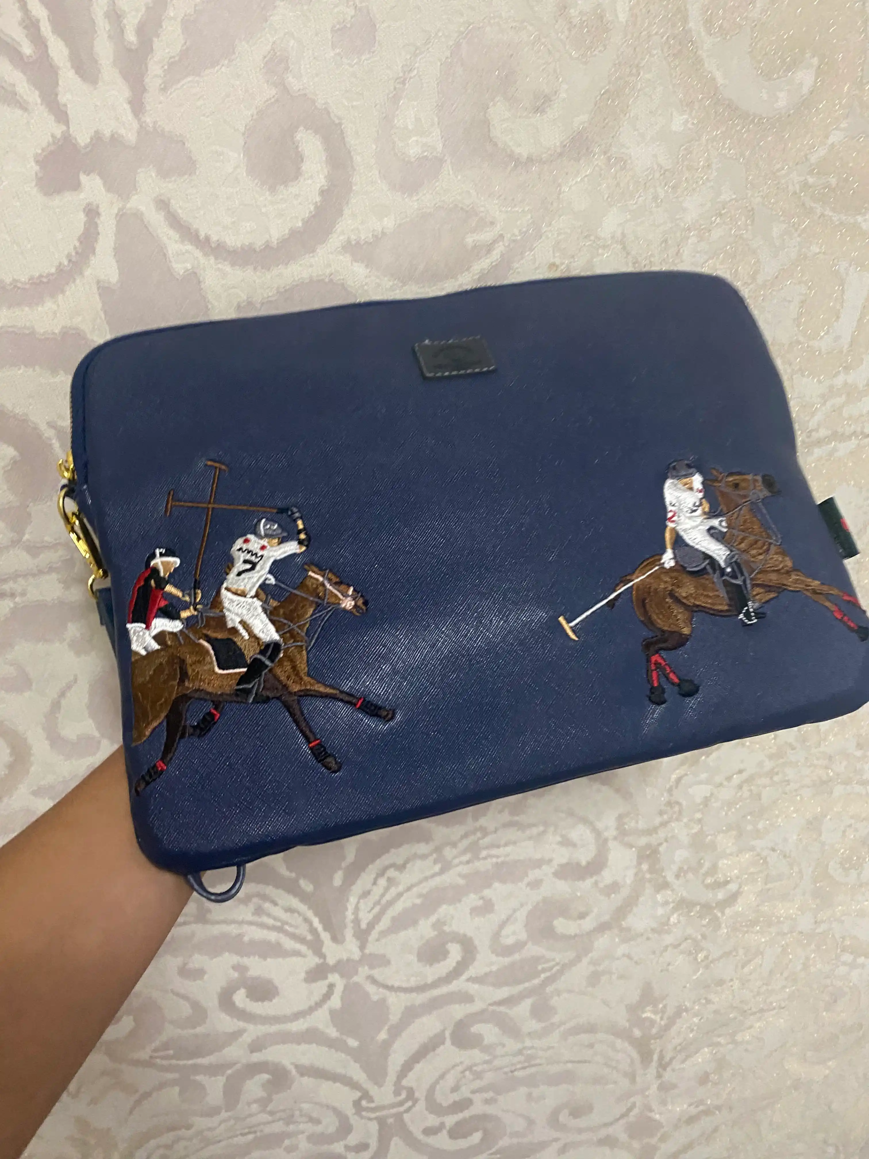 Чехол для ноутбука 13-14 дюймов с вышивкой Polo, премиальная PU кожа, 2 отделения