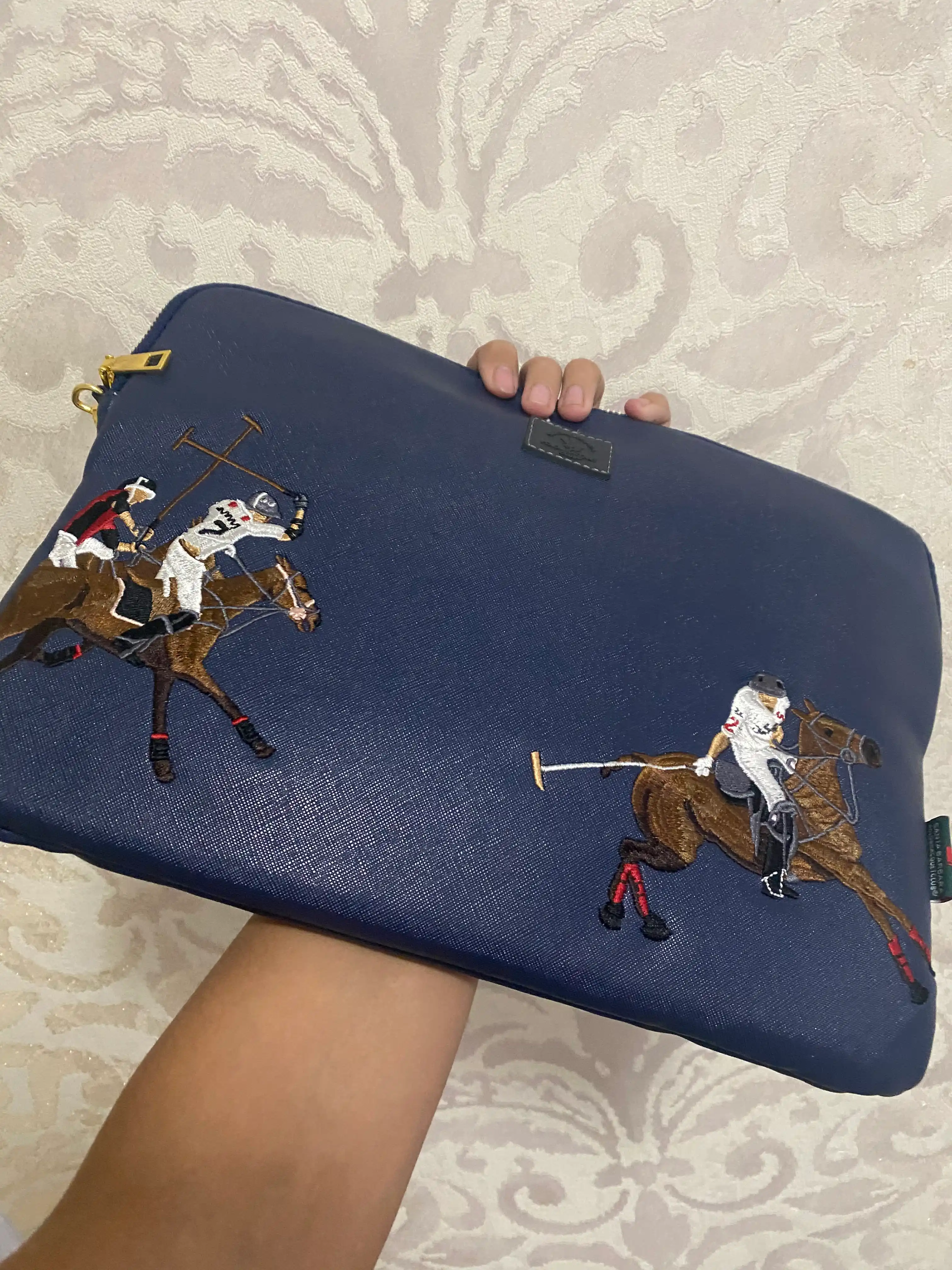 Чехол для ноутбука 13-14 дюймов с вышивкой Polo, премиальная PU кожа, 2 отделения