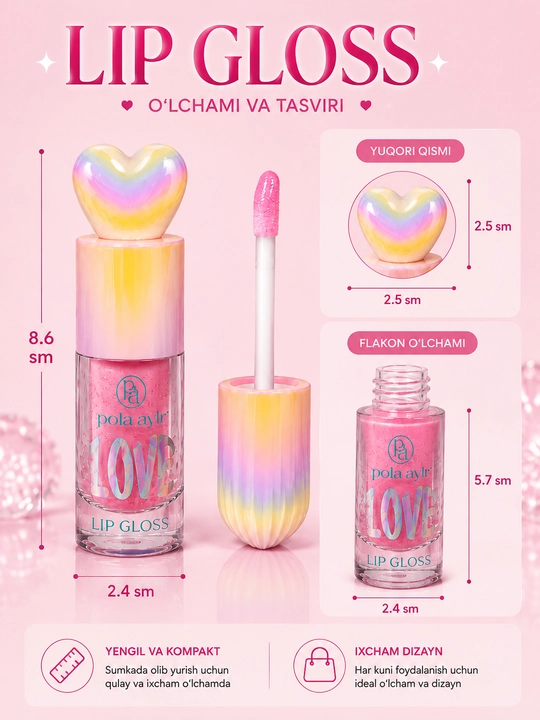 Candy Dream Lip Gloss – Ko‘zgu kabi yaltiroq effektga ega namlantiruvchi lab yaltirog‘i - 