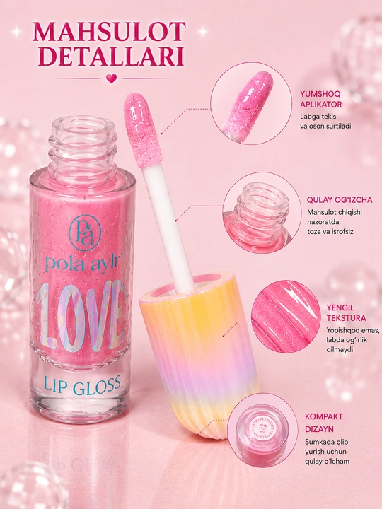 Candy Dream Lip Gloss – Ko‘zgu kabi yaltiroq effektga ega namlantiruvchi lab yaltirog‘i