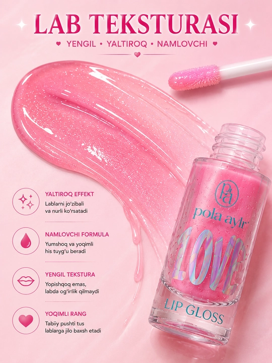 Candy Dream Lip Gloss – Ko‘zgu kabi yaltiroq effektga ega namlantiruvchi lab yaltirog‘i
