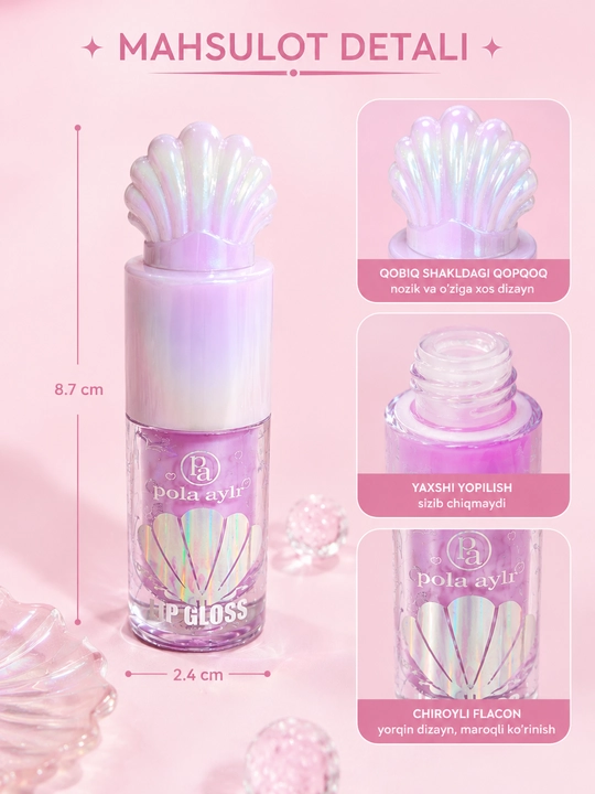 Candy Dream Lip Gloss – Ko‘zgu kabi yaltiroq effektga ega namlantiruvchi lab yaltirog‘i