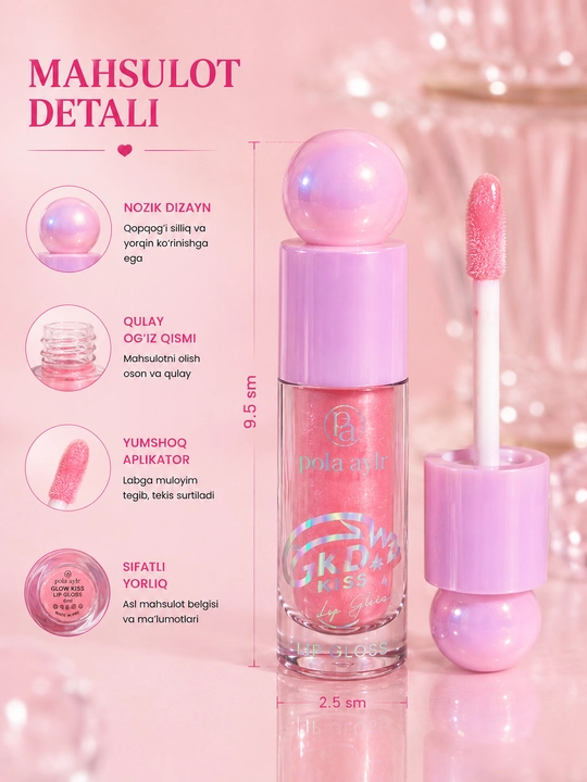 Candy Dream Lip Gloss – Ko‘zgu kabi yaltiroq effektga ega namlantiruvchi lab yaltirog‘i
