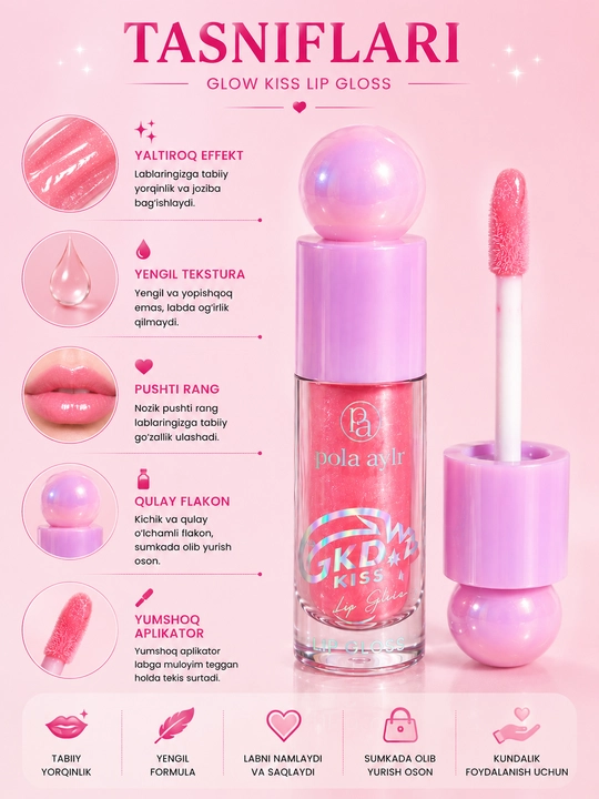 Candy Dream Lip Gloss – Ko‘zgu kabi yaltiroq effektga ega namlantiruvchi lab yaltirog‘i