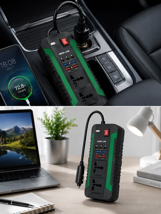 Avtomobil invertori, 4 ta USB portli rozetka, 12 V dan 220 V gacha konvertor, 300 Vt