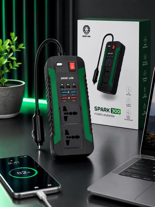 Avtomobil invertori, 4 ta USB portli rozetka, 12 V dan 220 V gacha konvertor, 300 Vt
