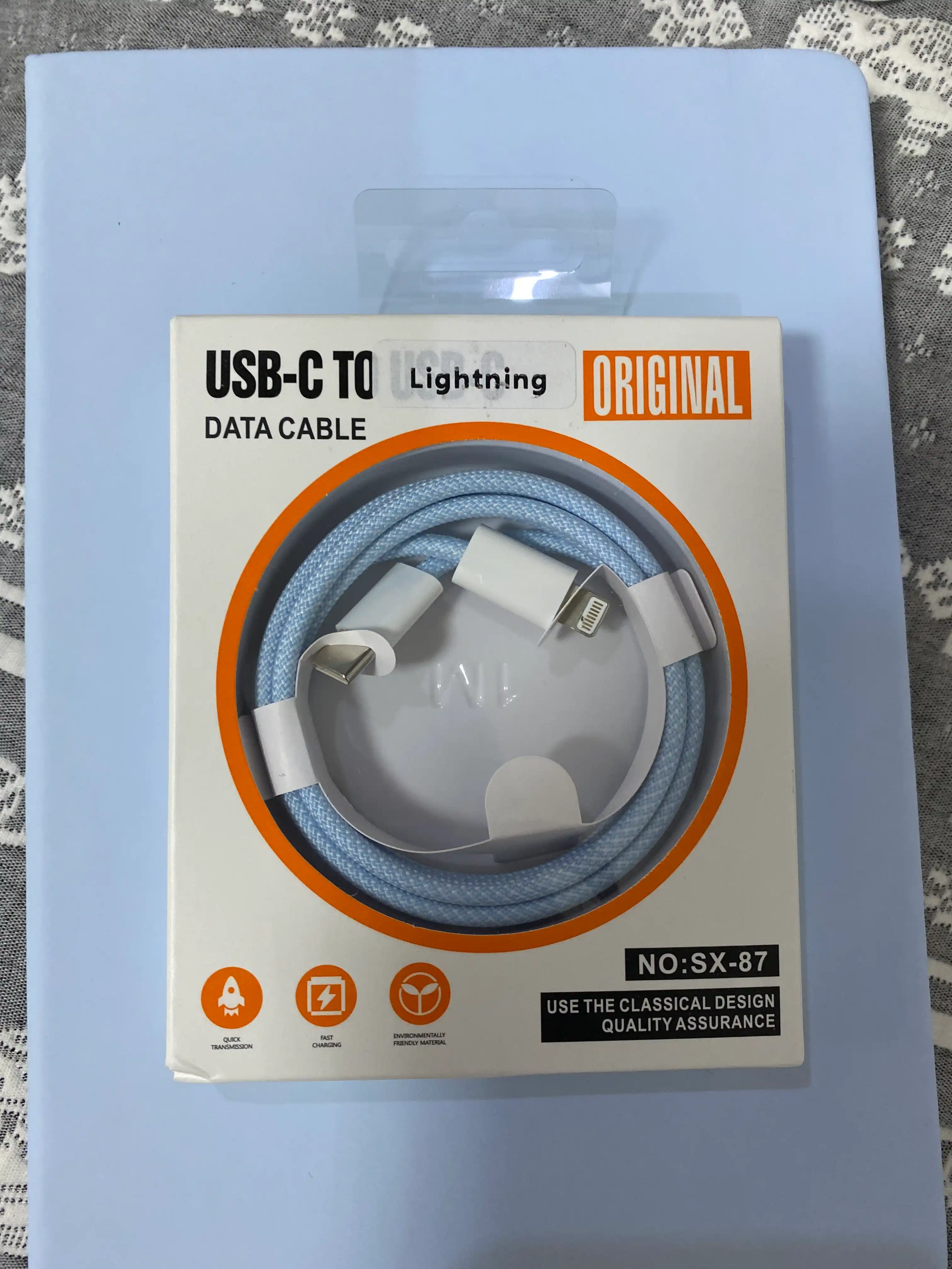 Kabel Type-C to Lightning 3.1, 6A, tez quvvatlash va ma’lumot uzatish uchun