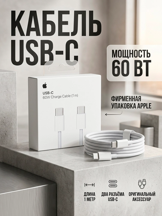 iPhone uchun zaryad kabeli USB-C–USB-C / Lightning, tezkor quvvat