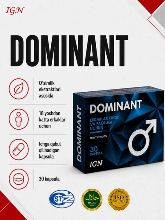 Dominant - Erkaklar salomatligi uchun maxsus majmua, 30 kapsula - 