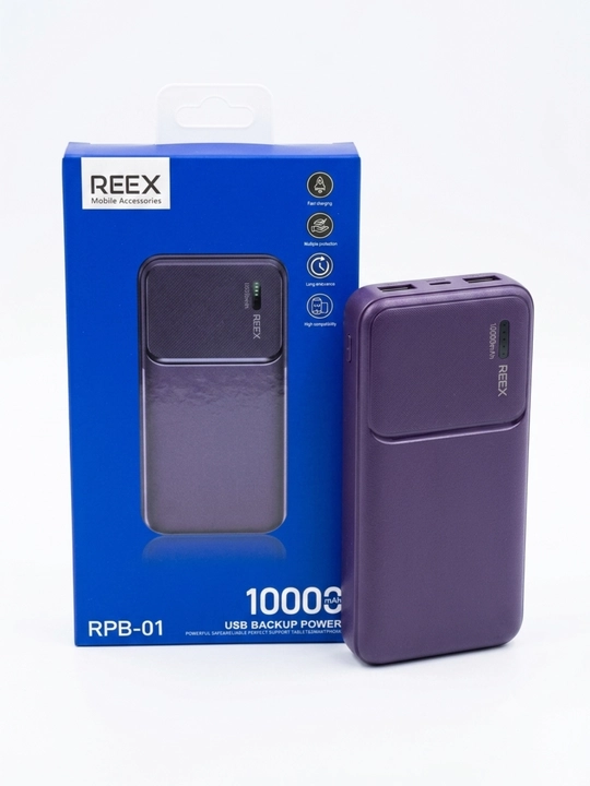 REEX RPB-01 Zaxira Quvvat Manbai 10000 mAh Tashqi Akkumulyator Power Bank