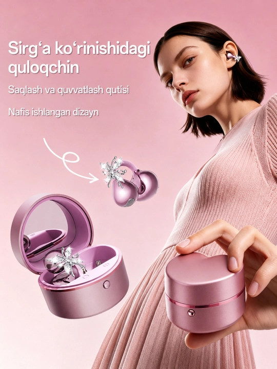 Ayollar uchun zamonaviy simsiz quloqchin-klipsilar, sirg‘a dizayni qulay Open Ear naushnik