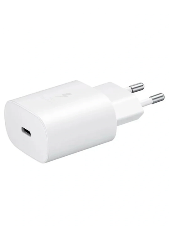 Сетевой адаптер USB-C 25W, быстрая зарядка, EU вилка, белый/чёрный