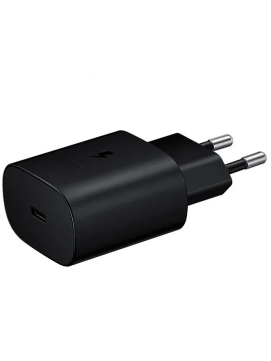Сетевой адаптер USB-C 25W, быстрая зарядка, EU вилка, белый/чёрный