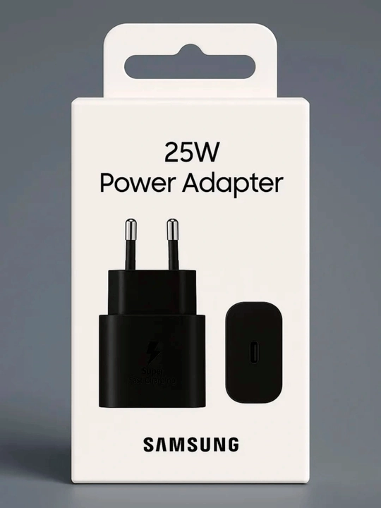 Сетевой адаптер USB-C 25W, быстрая зарядка, EU вилка, белый/чёрный