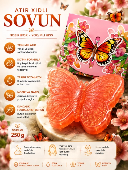 Atirli aromaterapiya sovuni, 250 g, xaltachali, terini muloyim tozalovchi