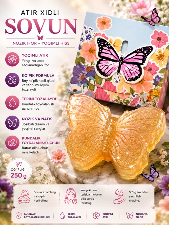 Atirli aromaterapiya sovuni, 250 g, xaltachali, terini muloyim tozalovchi