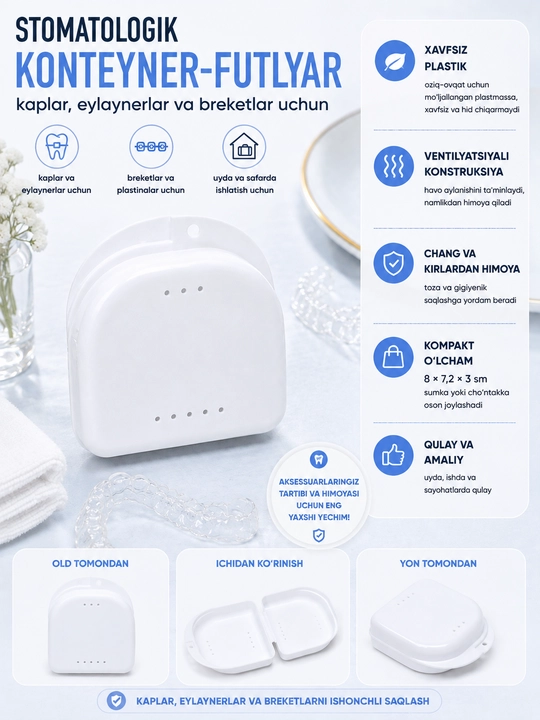 Kapa saqlash uchun stomatologik konteyner, 6 xil rangda - 