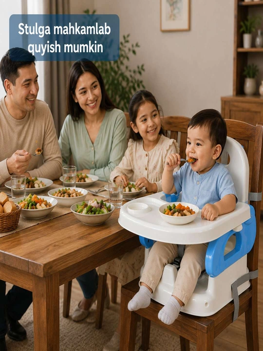 Детский стульчик для кормления 3 в 1, складной, со столиком