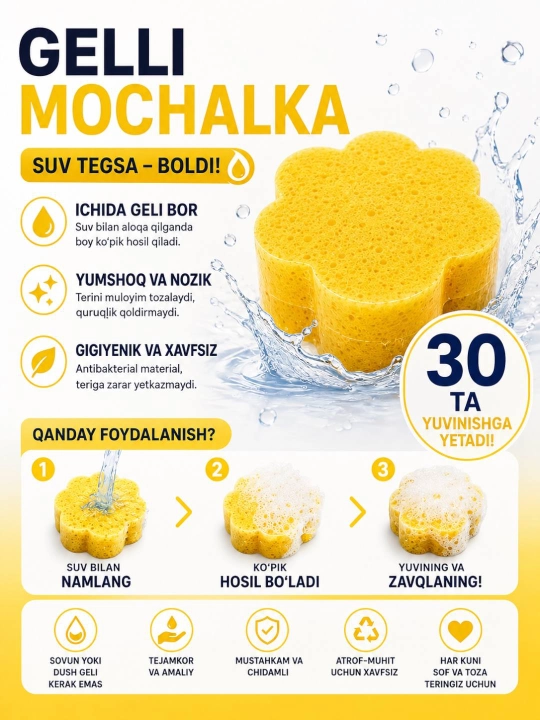 Mochalka, tanani tozalayda va mayinlashtiradi - 