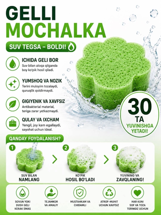 Mochalka, tanani tozalayda va mayinlashtiradi - 