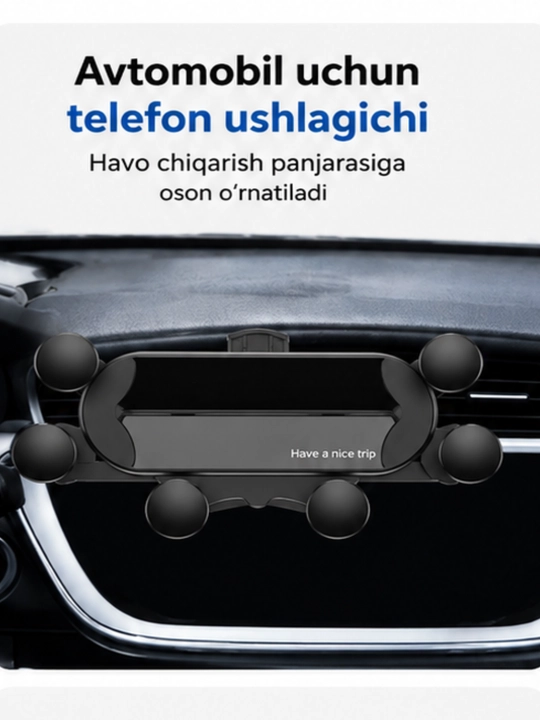 Havo o‘tkazgichli telefon uchun universal avtomobil tutqichi - 