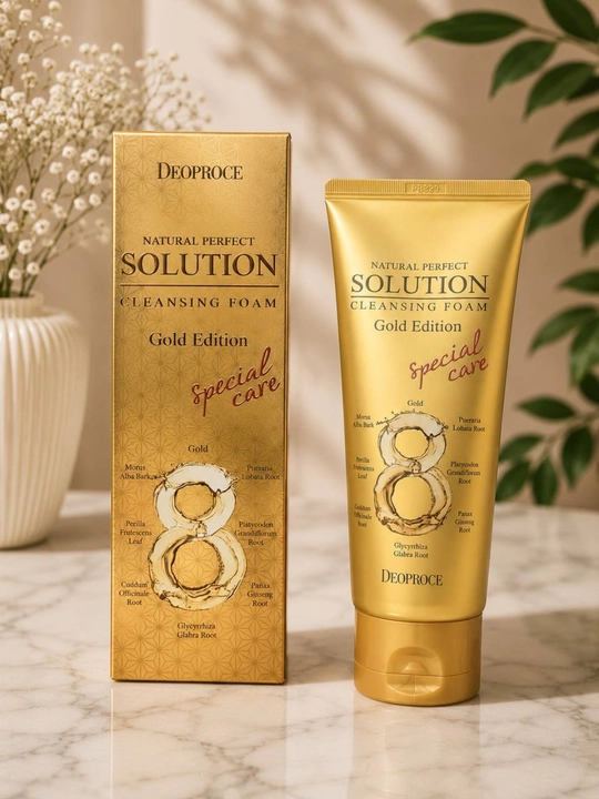 Deoproce Gold Edition yuz uchun tozalovchi ko‘pik Natural, teri parvarishi